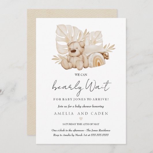 Boho我々は赤ちゃんシャワーを待つことができる 招待状 (正面/裏面)