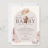 Boho我々は赤ちゃんシャワーを待つことができる 招待状 (正面)