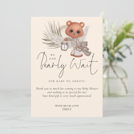 Boho我々は赤ちゃんシャワーを心待ちにでき感謝している サンキューカード (スタンド正面)