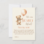 Boho我々はbeigeクマ赤ちゃんシャワーをbeige待つことができる サンキューカード (正面)