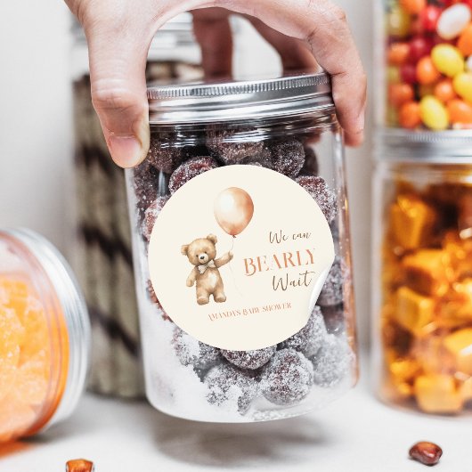 Boho我々はbeigeクマ赤ちゃんシャワーをbeige待つことができる ラウンドシール
