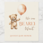 Boho我々はbeigeクマ赤ちゃんシャワーをbeige待つことができる ワインラベル (シングルラベル)