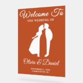 Boho手書きスクリプト秋の結婚式へようこそ アクリルサイン (傾斜)