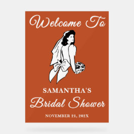 Boho手書きスクリプト秋ブライダルシャワーへようこそ アクリルサイン