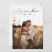 Boho手書きスクリプ結婚トの2枚 – 写真 サンキューカード (正面)