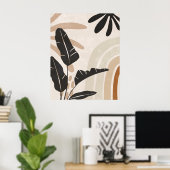 Boho抽象芸術アーストー葉ンとレインボーポスター ポスター (ホームオフィス)