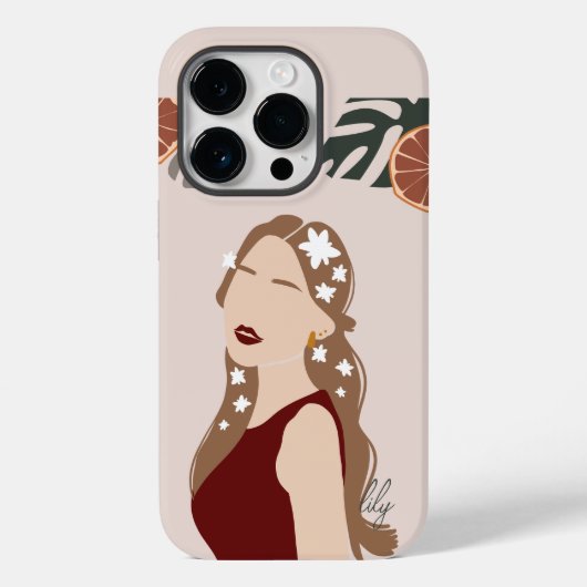 Boho抽象芸術アートウーマンイラストレーション自然、トーン Case-Mate iPhoneケース (裏面)