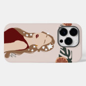 Boho抽象芸術アートウーマンイラストレーション自然、トーン Case-Mate iPhoneケース (裏面 (横))