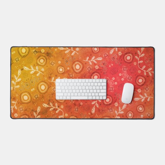 Boho抽象芸術カラフル明るいヴィンテージ花 デスクマット (キーボード&マウス)