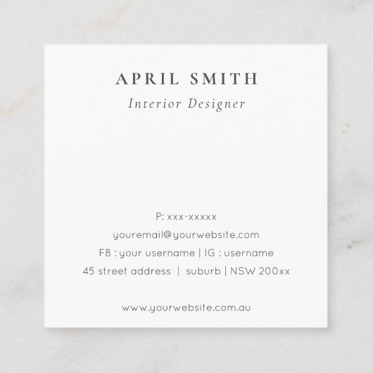 Boho抽象芸術グリーンフローラご注文ありがとうございます スクエア名刺 (裏面)