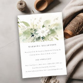 Boho抽象芸術グリーンホワイトフローラウェディングレセプション エンクロージャーカード