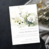 Boho抽象芸術グリーンホワイトフローラベビーシャワー 招待状