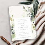 Boho抽象芸術グリーンホワイトフローラモーニング後 招待状