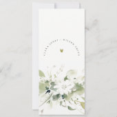 Boho抽象芸術グリーンホワイトフローラ結婚のメニューカード 招待状 (裏面)