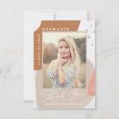 Boho抽象芸術シェイプ写真卒業ありがとう サンキューカード (正面)