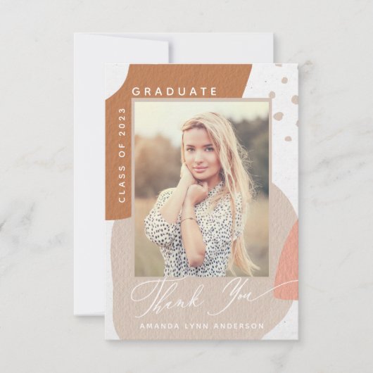 Boho抽象芸術シェイプ写真卒業ありがとう サンキューカード (正面)