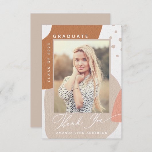 Boho抽象芸術シェイプ写真卒業ありがとう サンキューカード (正面/裏面)