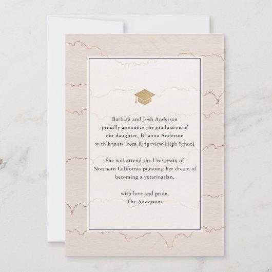 Boho抽象芸術シェイプArch卒業発表 招待状 (裏面)