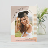 Boho抽象芸術シェイプBrown & Pink Arch卒業式 招待状 (スタンド正面)