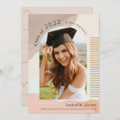 Boho抽象芸術シェイプBrown & Pink Arch卒業式 招待状 (正面/裏面)