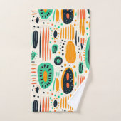 BOHO抽象芸術パターン黄&緑 バスタオルセット (ハンドタオル)