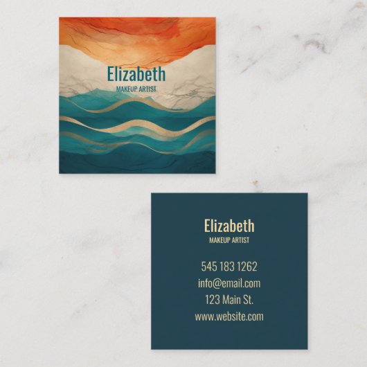 Boho抽象芸術パターン スクエア名刺 (正面/裏面)