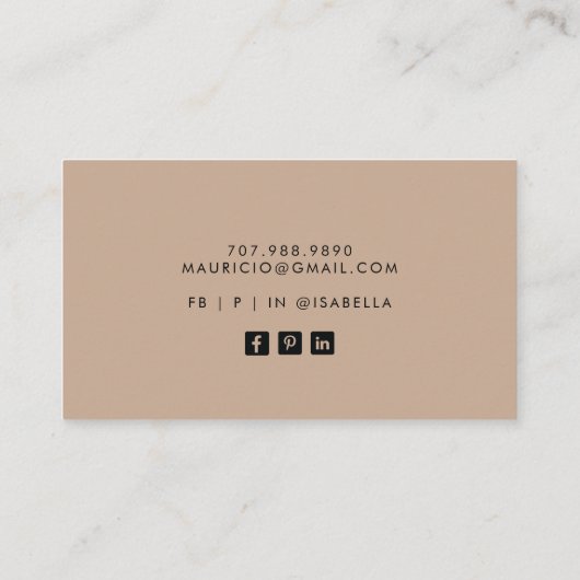 Boho抽象芸術ブラウングレー通話カード 名刺 (裏面)