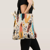 Boho抽象芸術ブラッシュストロークトートバッグ – トレンディーアーティスト トートバッグ (クローズアップ)