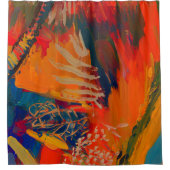 Boho抽象芸術モダンアートワーク シャワーカーテン (正面)