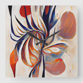 Boho抽象芸術モダンアートワーク スクエア壁時計