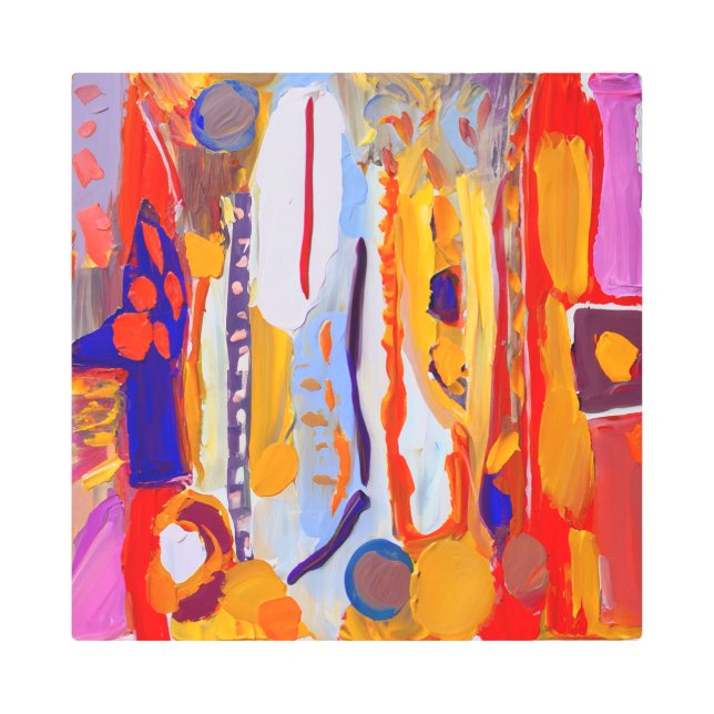 Boho抽象芸術モダンアートワーク メタルプリント (正面)