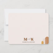 Boho抽象芸術モダンカップルMonogramイニシャル ノートカード (正面)