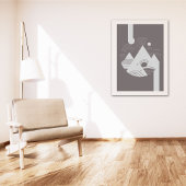 Boho抽象芸術ランドスケープ月ポスター ポスター