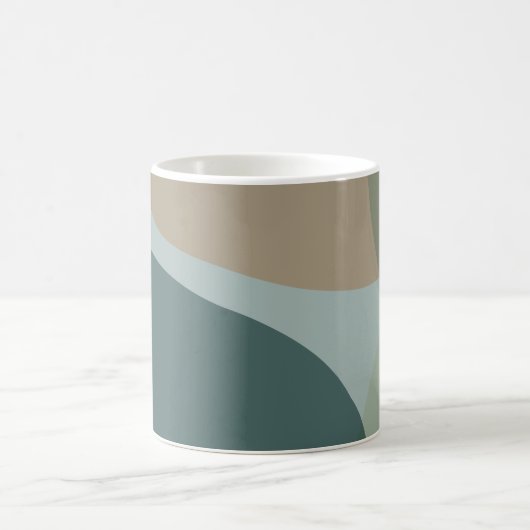 Boho抽象芸術図形青と黄 コーヒーマグカップ (中央)