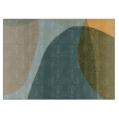 Boho抽象芸術幾何学図形の青と黄 カッティングボード (正面)