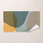 Boho抽象芸術幾何学図形の青と黄 バスタオルセット (ハンドタオル)