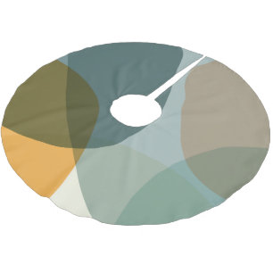 Boho抽象芸術幾何学図形の青と黄 ブラッシュドポリエステルツリースカート