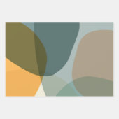 Boho抽象芸術幾何学図形の青と黄 ラッピングペーパーシート (正面)