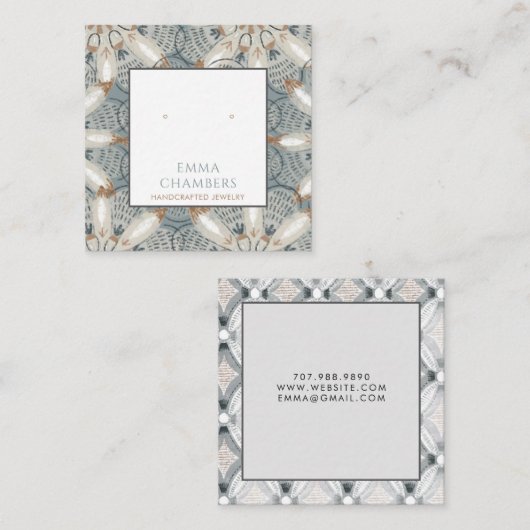 Boho抽象芸術形状イヤリング表示カード スクエア名刺 (正面/裏面)