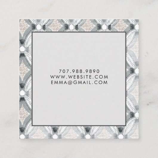 Boho抽象芸術形状イヤリング表示カード スクエア名刺 (裏面)