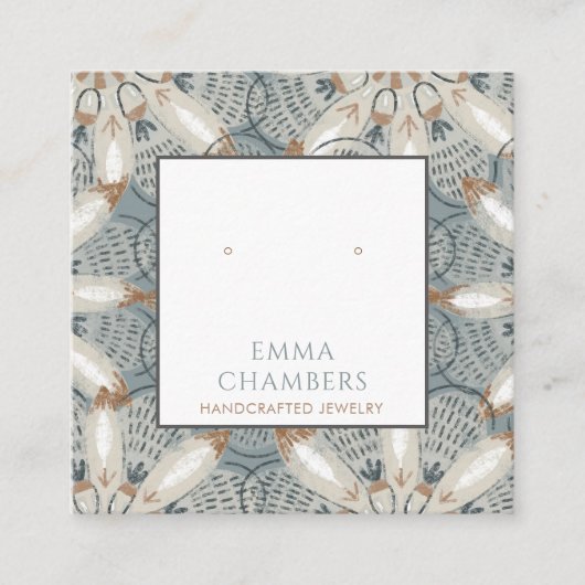 Boho抽象芸術形状イヤリング表示カード スクエア名刺 (正面)