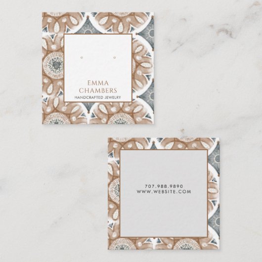 Boho抽象芸術形状イヤリング表示カード スクエア名刺 (正面/裏面)