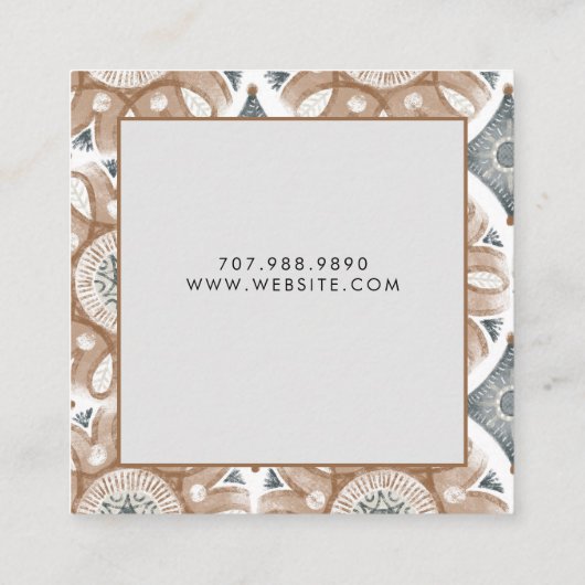 Boho抽象芸術形状イヤリング表示カード スクエア名刺 (裏面)
