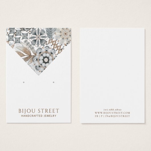 Boho抽象芸術形状自然イヤリング表示カード (正面&裏面)