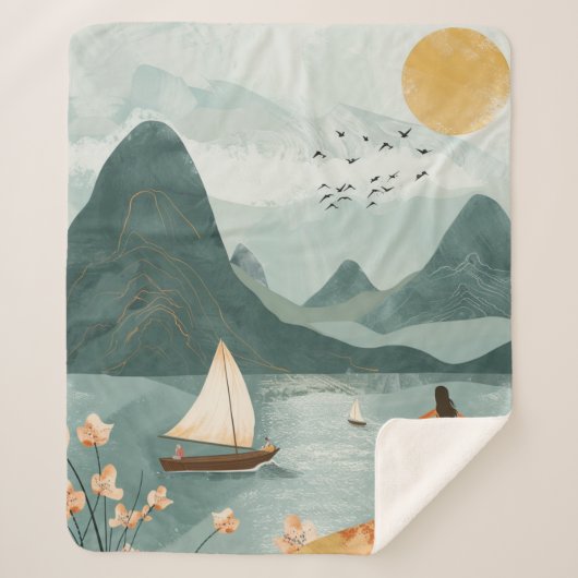 Boho抽象芸術横(11) シェルパブランケット (正面)