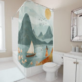 Boho抽象芸術横(11) シャワーカーテン (インサイチュ)