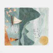 Boho抽象芸術横(11) フリースブランケット (正面(横))