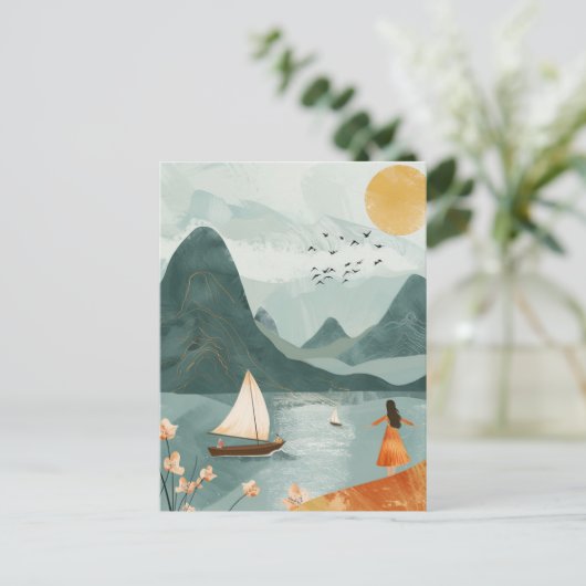 Boho抽象芸術横(11) ポストカード (スタンド正面)