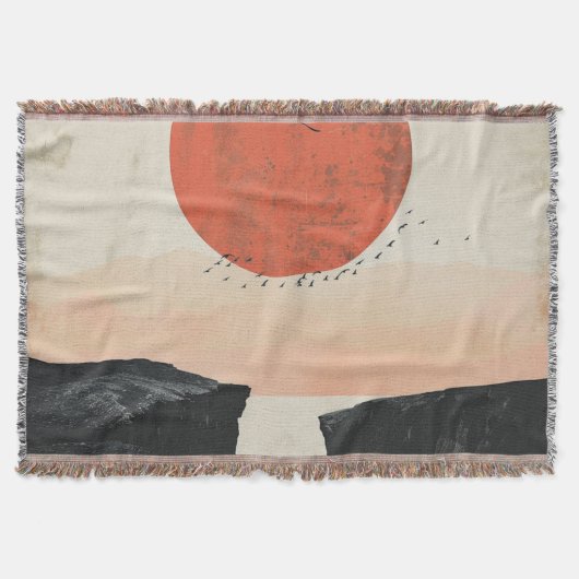 Boho抽象芸術横(12) スローブランケット (正面)
