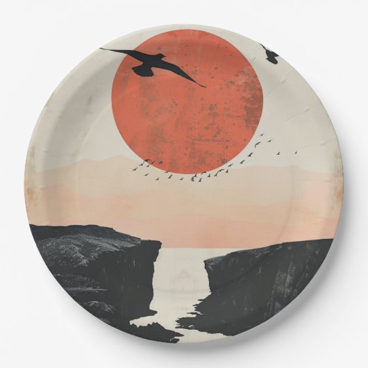 Boho抽象芸術横(12) ペーパープレート (正面)